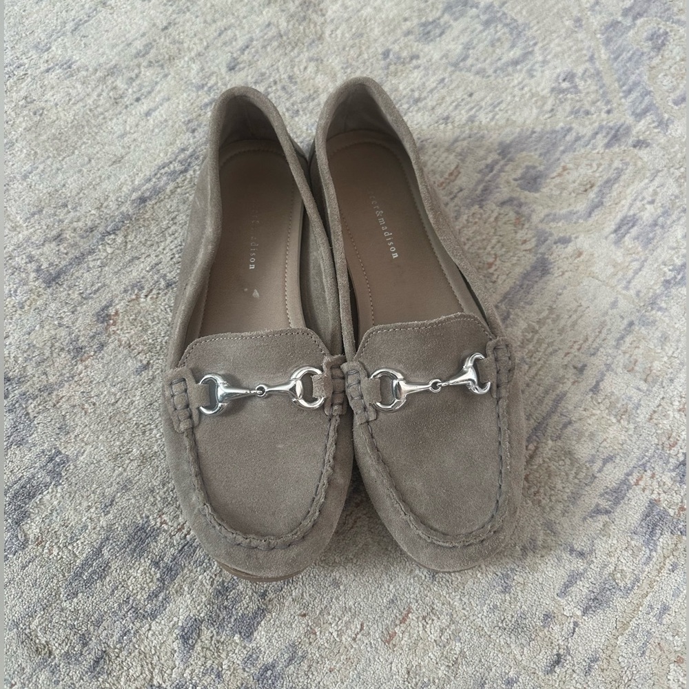 Grey Suede Driver Flats Size 8